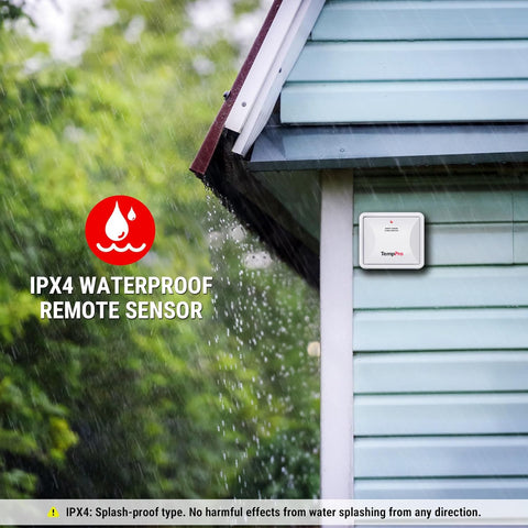 TempPro en jardín mostrando monitorización de temperatura exterior