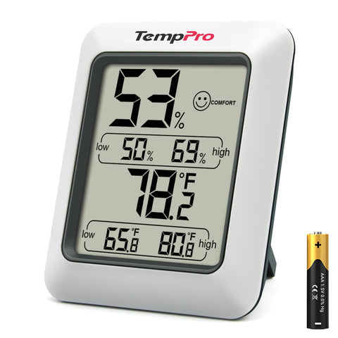 TempPro TP50 vista frontal con lectura clara y beneficio de monitoreo instantáneo