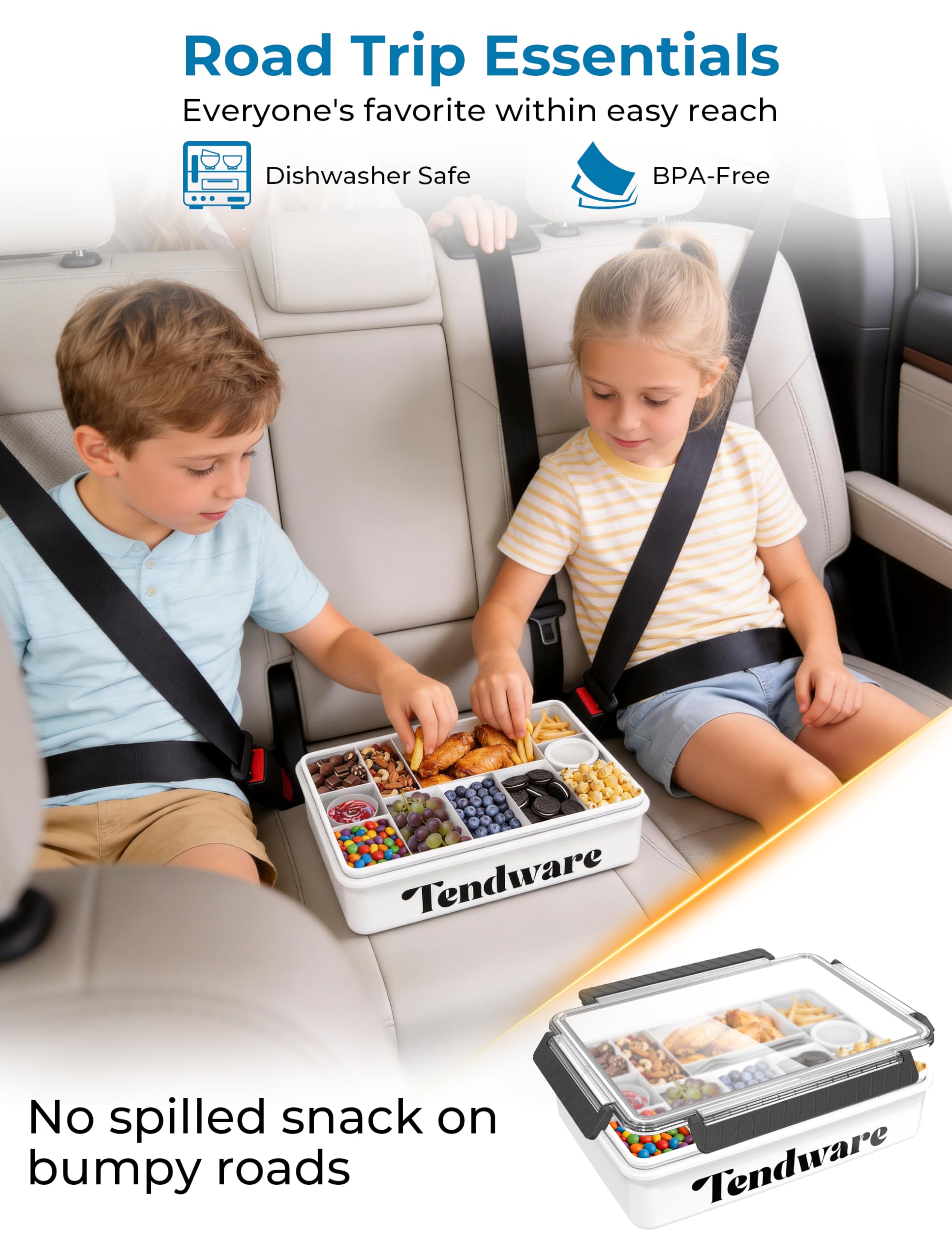 TENDWARE LIFE bandeja con compartimentos llenos demostrando organización y variedad