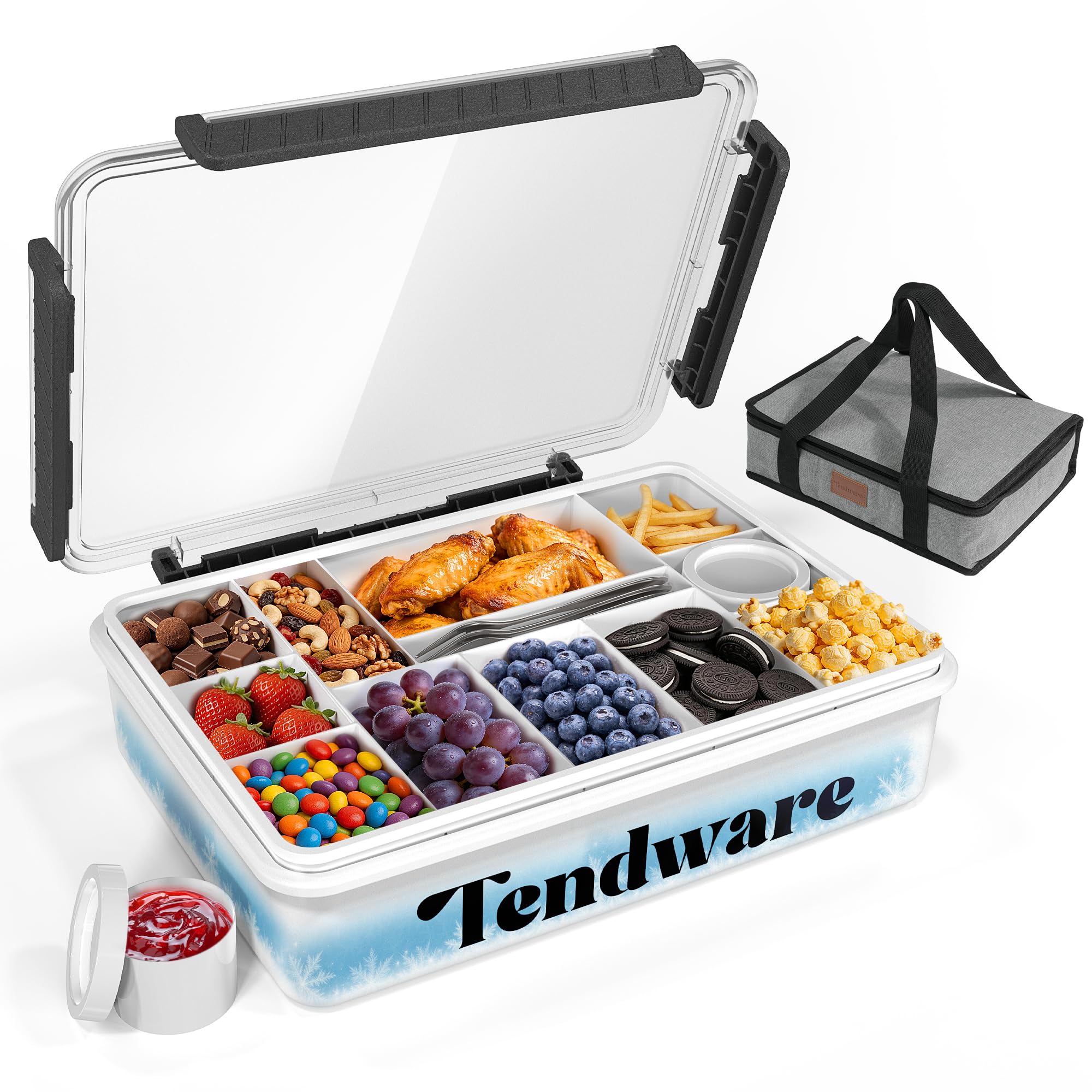 TENDWARE LIFE frente del contenedor Snackle Box mostrando cierre seguro y diseño práctico