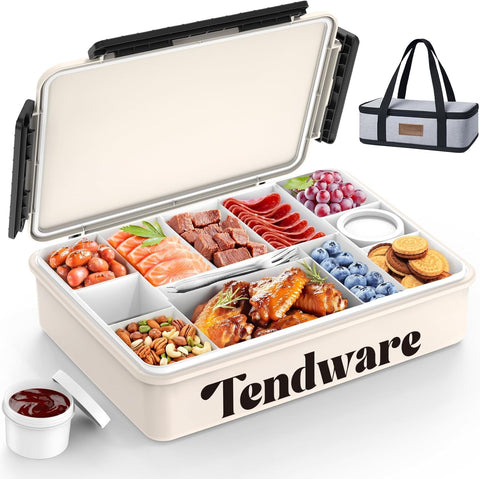 TENDWARE LIFE vista frontal de la bandeja con cierre, mantiene alimentos organizados