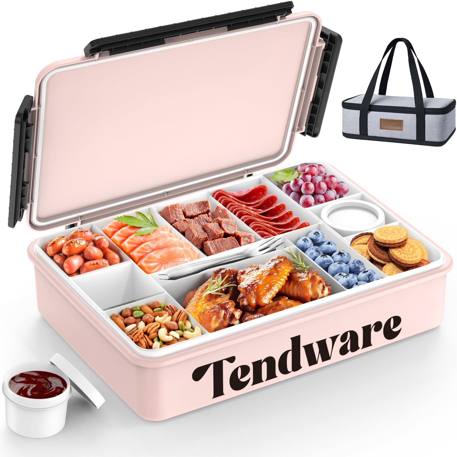 TENDWARE LIFE vista frontal de la caja Peony con cierre, mantiene alimentos organizados