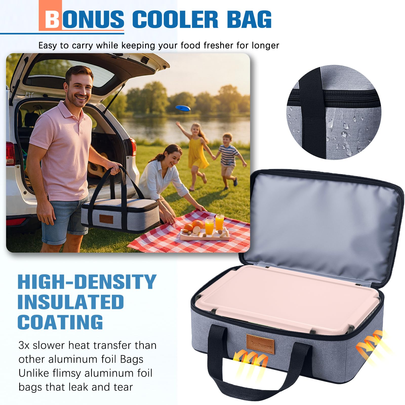 TENDWARE LIFE caja en uso en la playa, mantiene snacks frescos bajo el sol