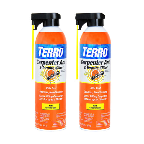 Terro aerosol frente del envase mostrando el producto y uso fácil