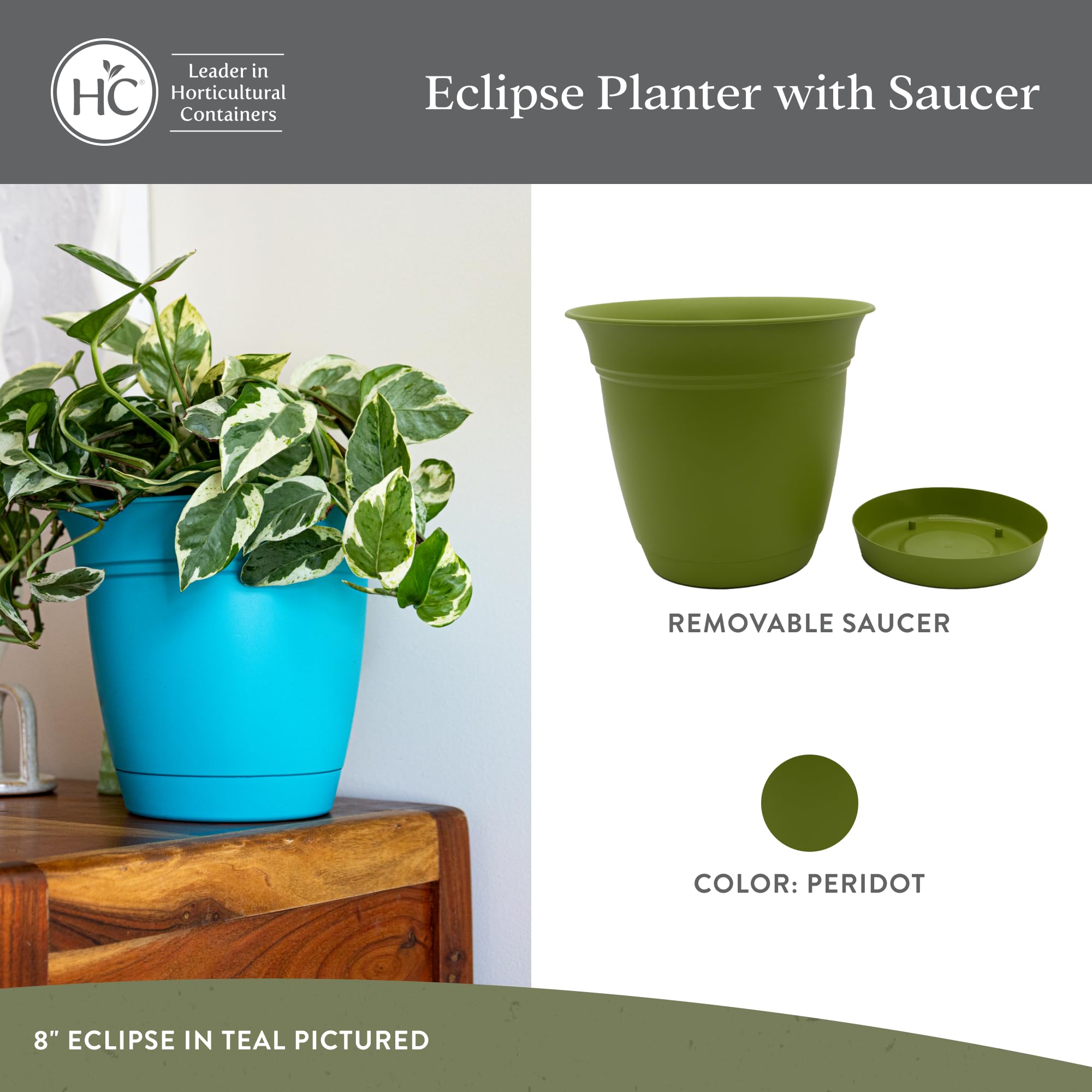 The HC Companies maceta Eclipse primer plano de textura resistente y sin marcas