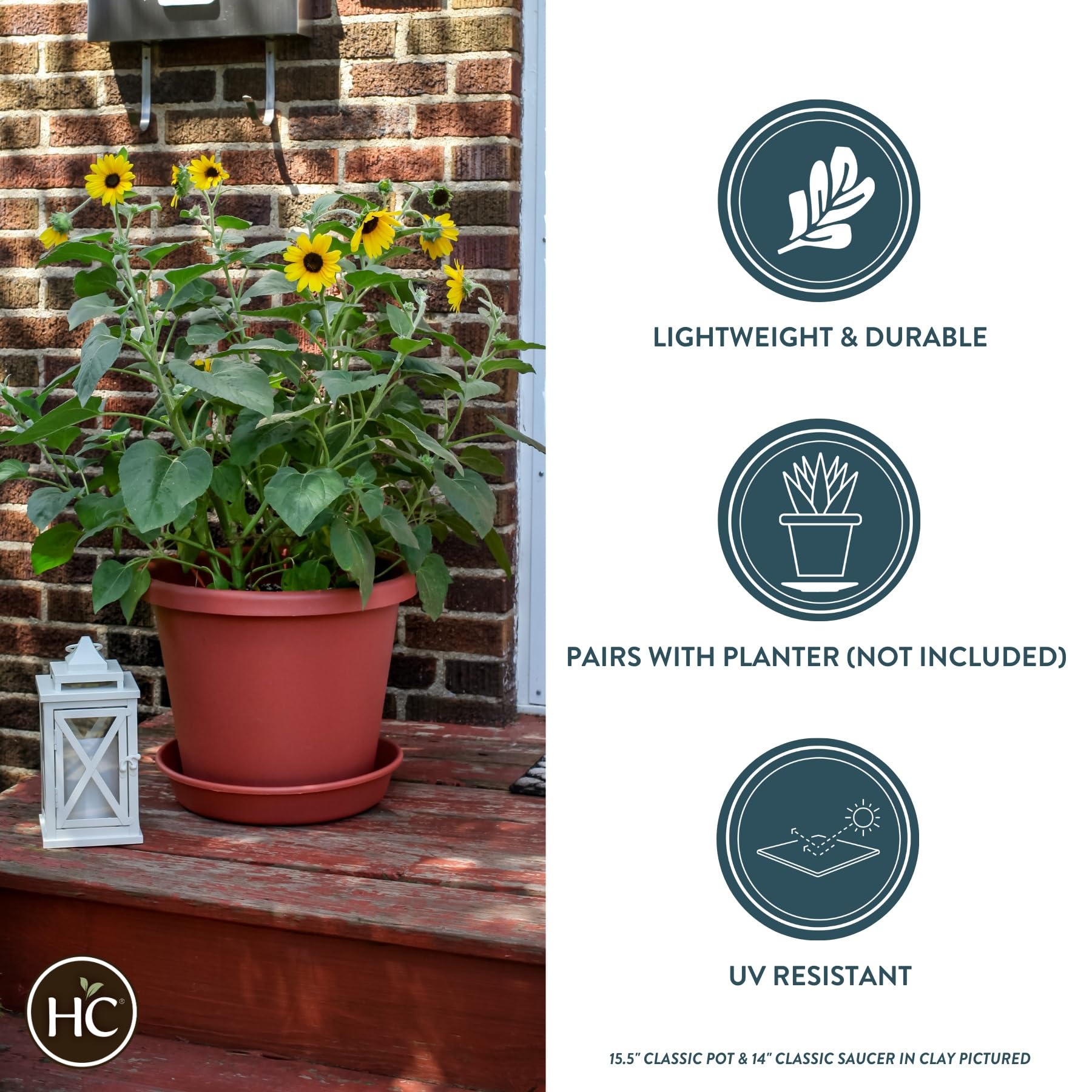 The HC Companies plato en exterior reteniendo agua y protegiendo terraza