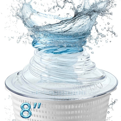 The Skimmie Cyclone frontal transparente, facilita ver residuos y mantiene limpia la superficie