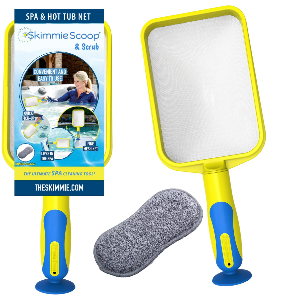 The Skimmie Scoop vista frontal limpiando residuos eficientemente