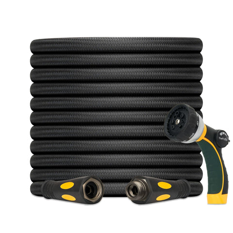 TheFitLife manguera 25 ft frente y empaque mostrando longitud y diseño resistente