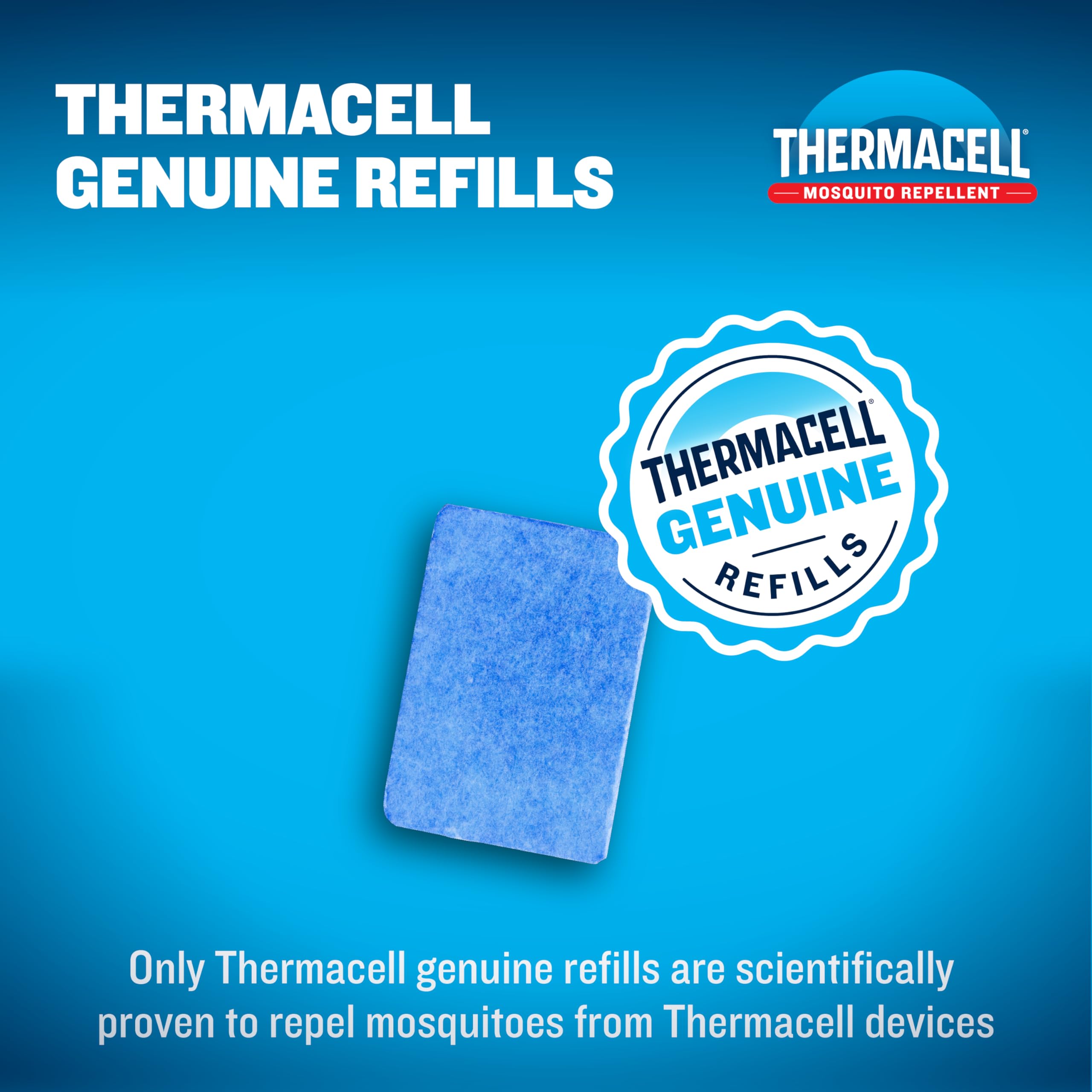 Thermacell alfombrillas en mano para comparar tamaño y fácil transporte