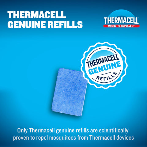 Thermacell alfombrillas en mano para comparar tamaño y fácil transporte