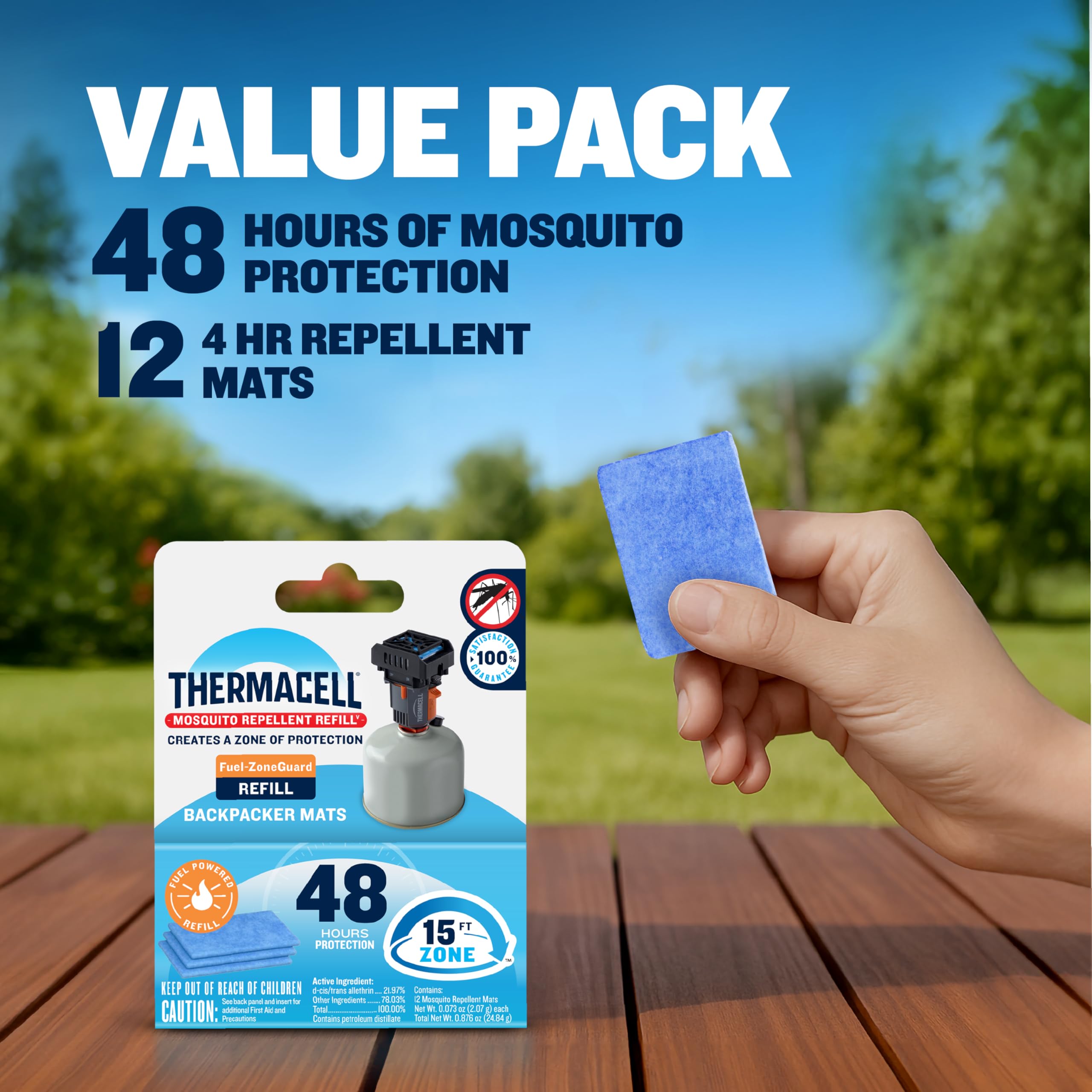 Thermacell etiqueta de compatibilidad confirmando uso con Backpacker