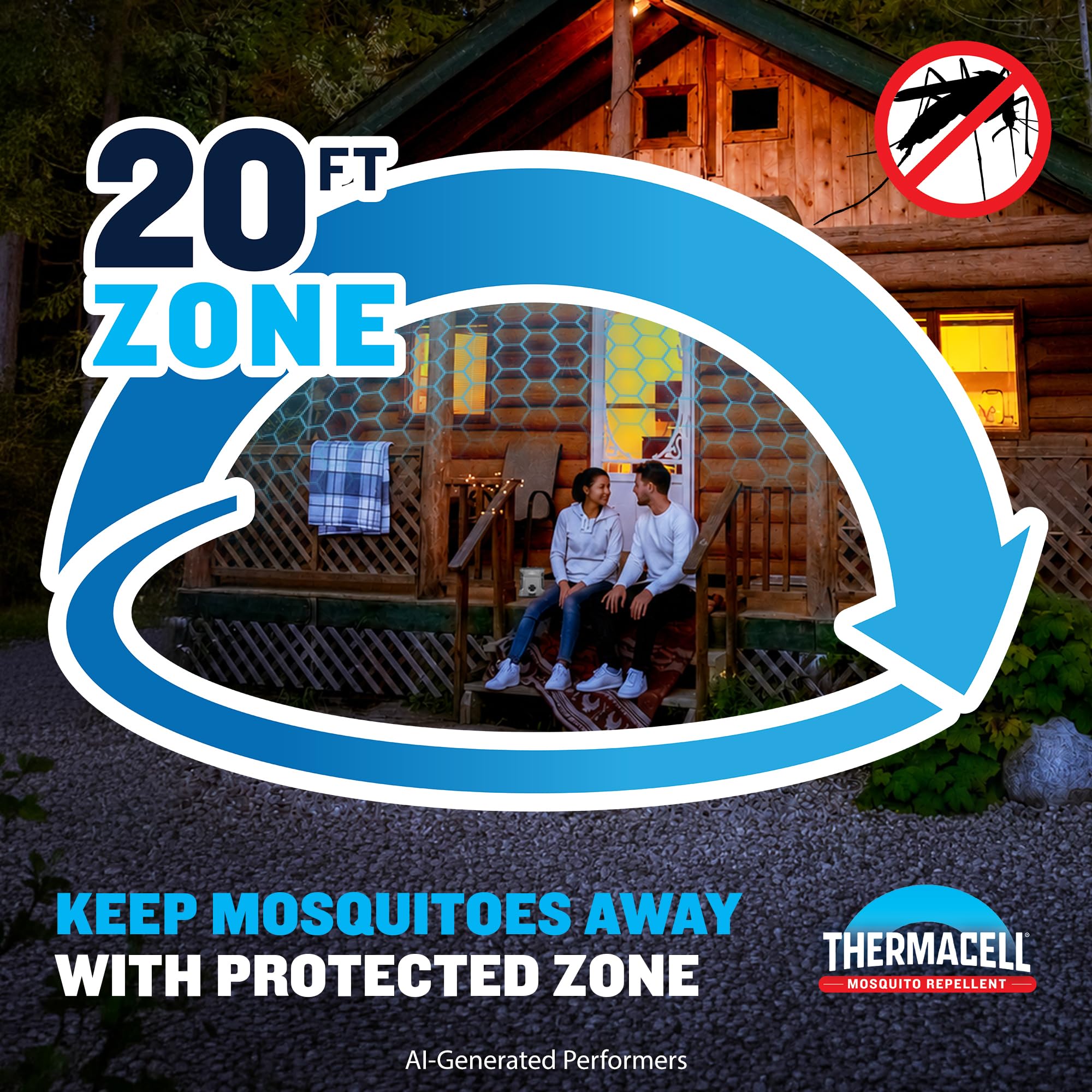 Thermacell E-ZoneGuard primer plano de textura y botonera para uso intuitivo