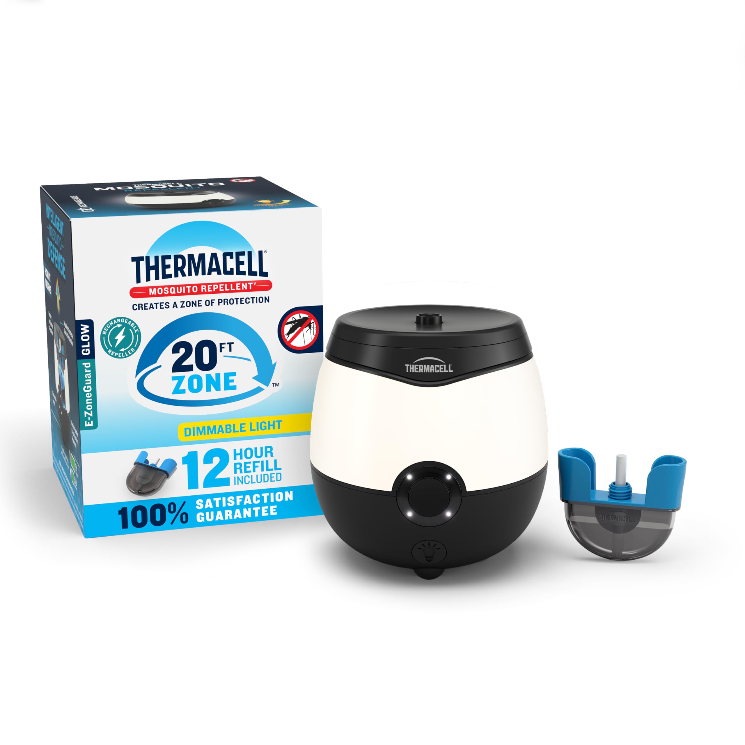 Thermacell vista frontal del dispositivo mostrando diseño compacto y protección