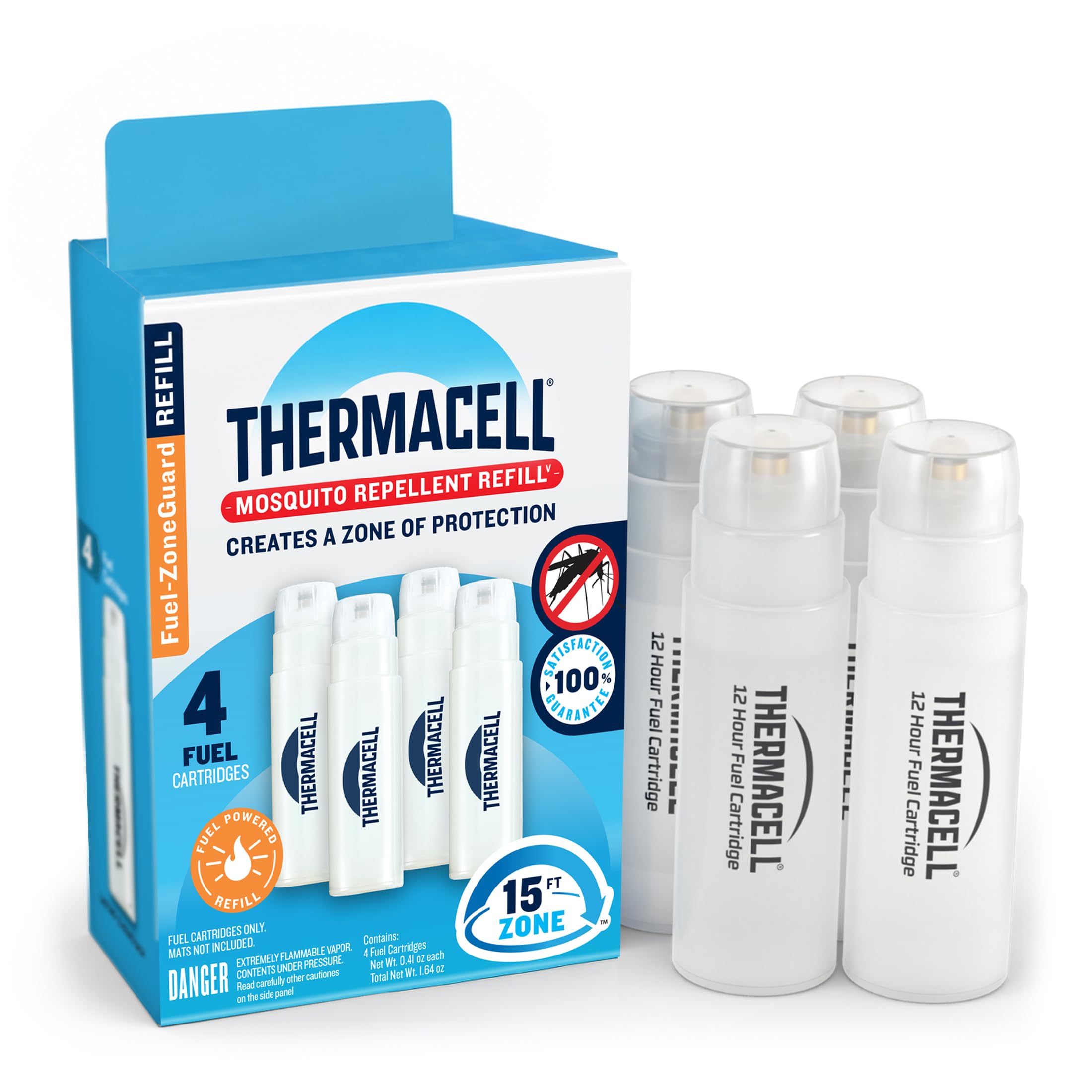Thermacell frente del paquete de recargas mostrando cantidad y marca, confianza inmediata