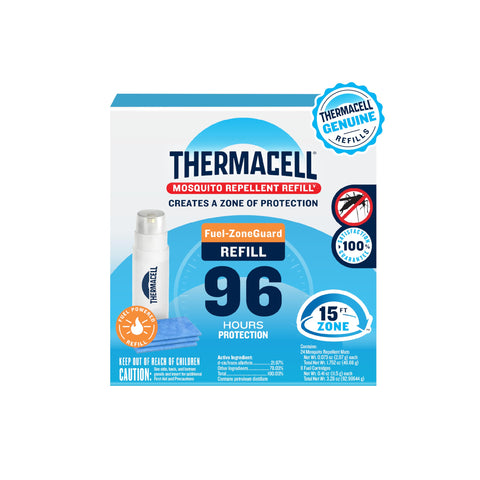 Thermacell frente del envase de recambios mostrando cantidad y compatibilidad