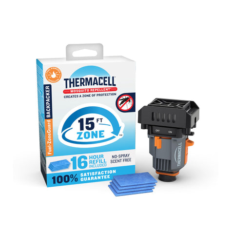 Thermacell frontal del paquete mostrando el kit compacto y beneficios