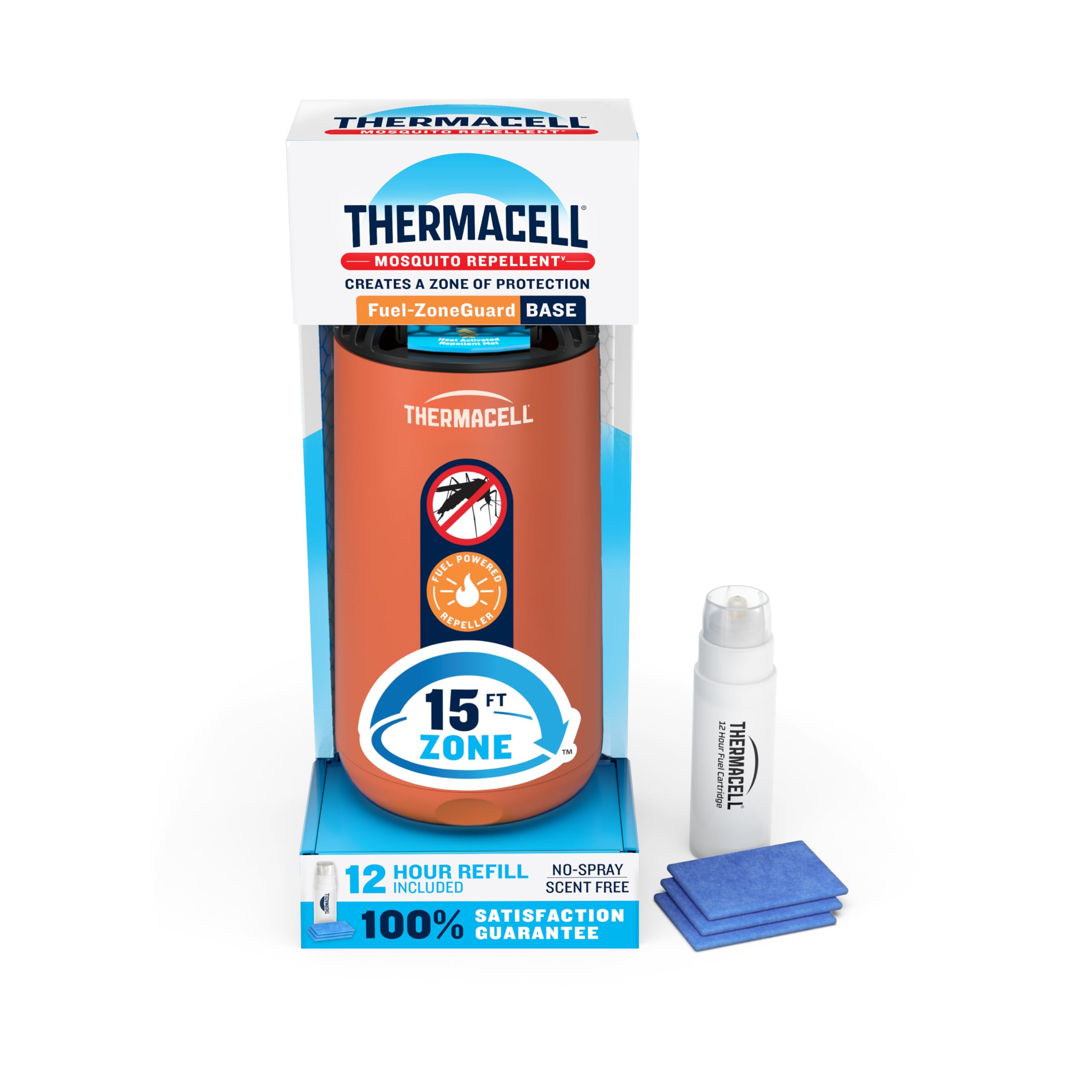 Thermacell vista frontal del repeller mostrando diseño compacto y colocación