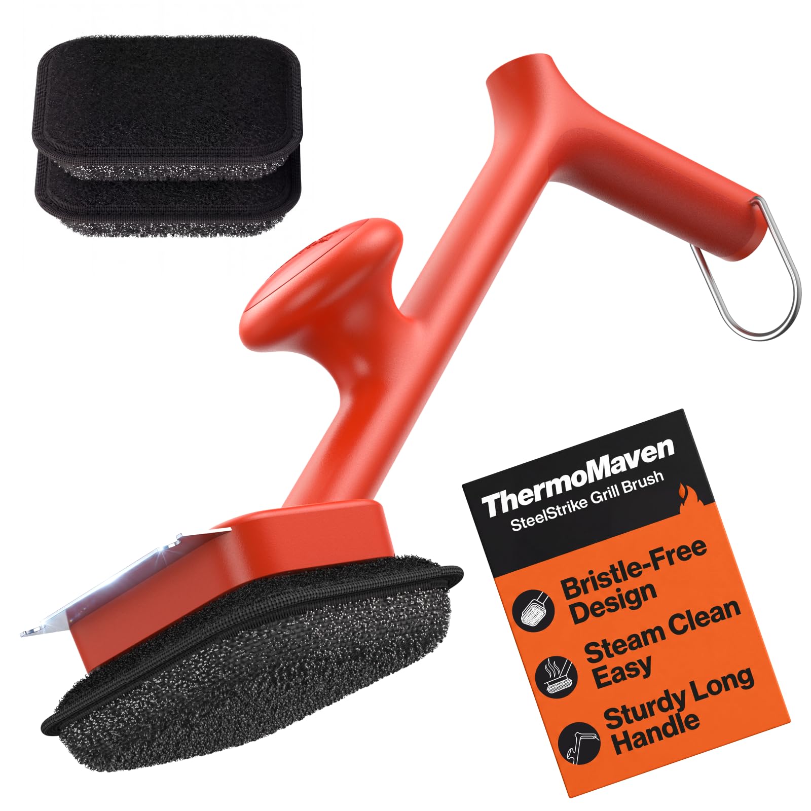 ThermoMaven cepillo frontal mostrando diseño sin cerdas y limpieza segura