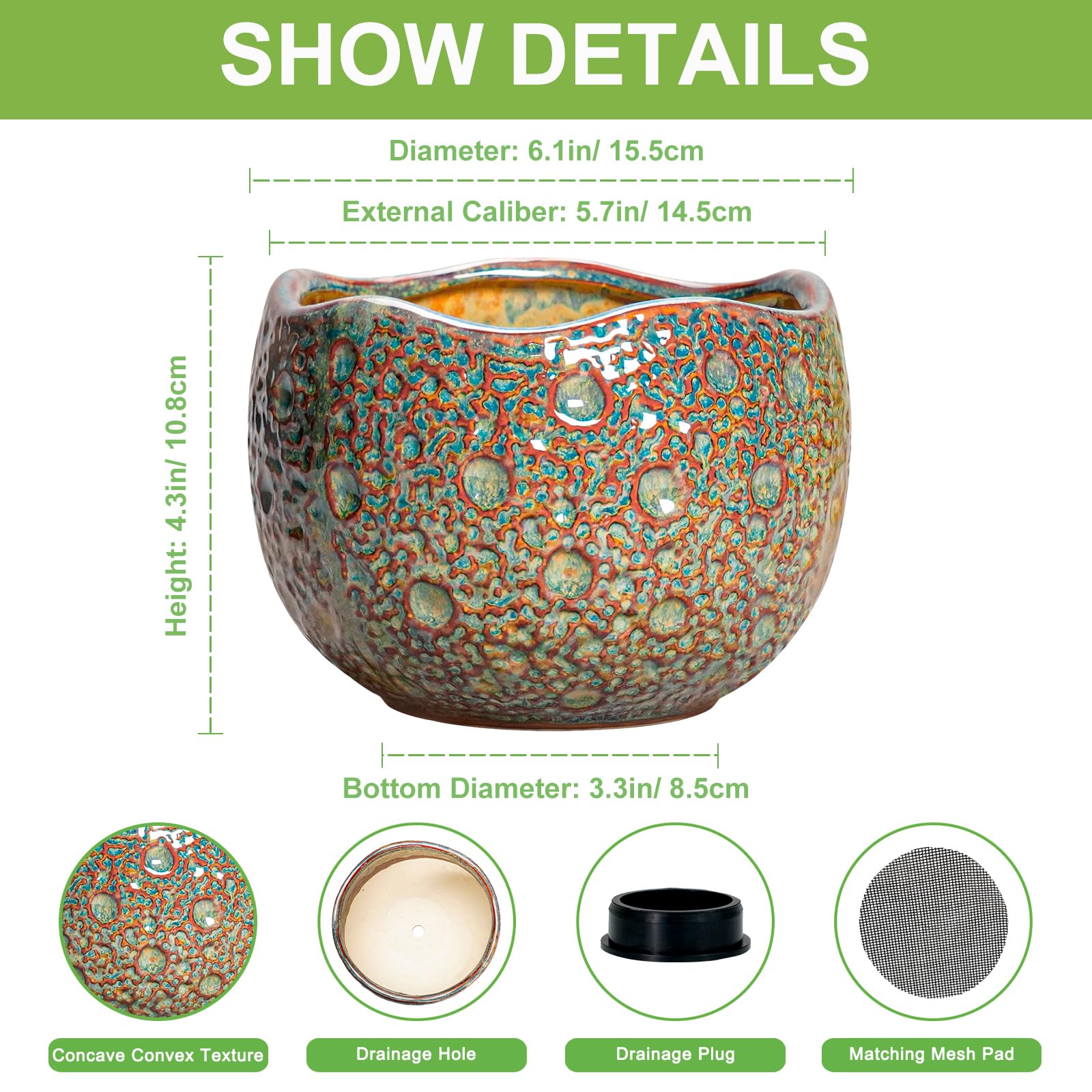 Thirtypot detalle de textura en relieve con acabado decorativo y resistente