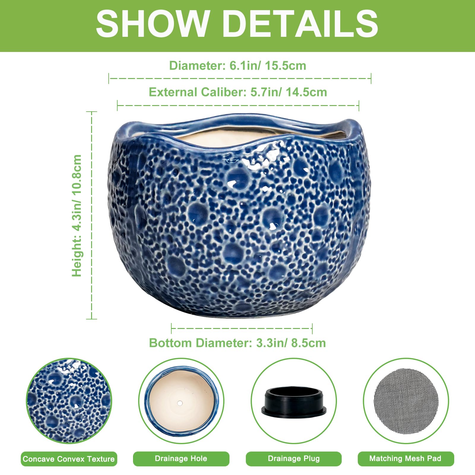 Thirtypot detalle de textura concavo-convexa, aspecto decorativo