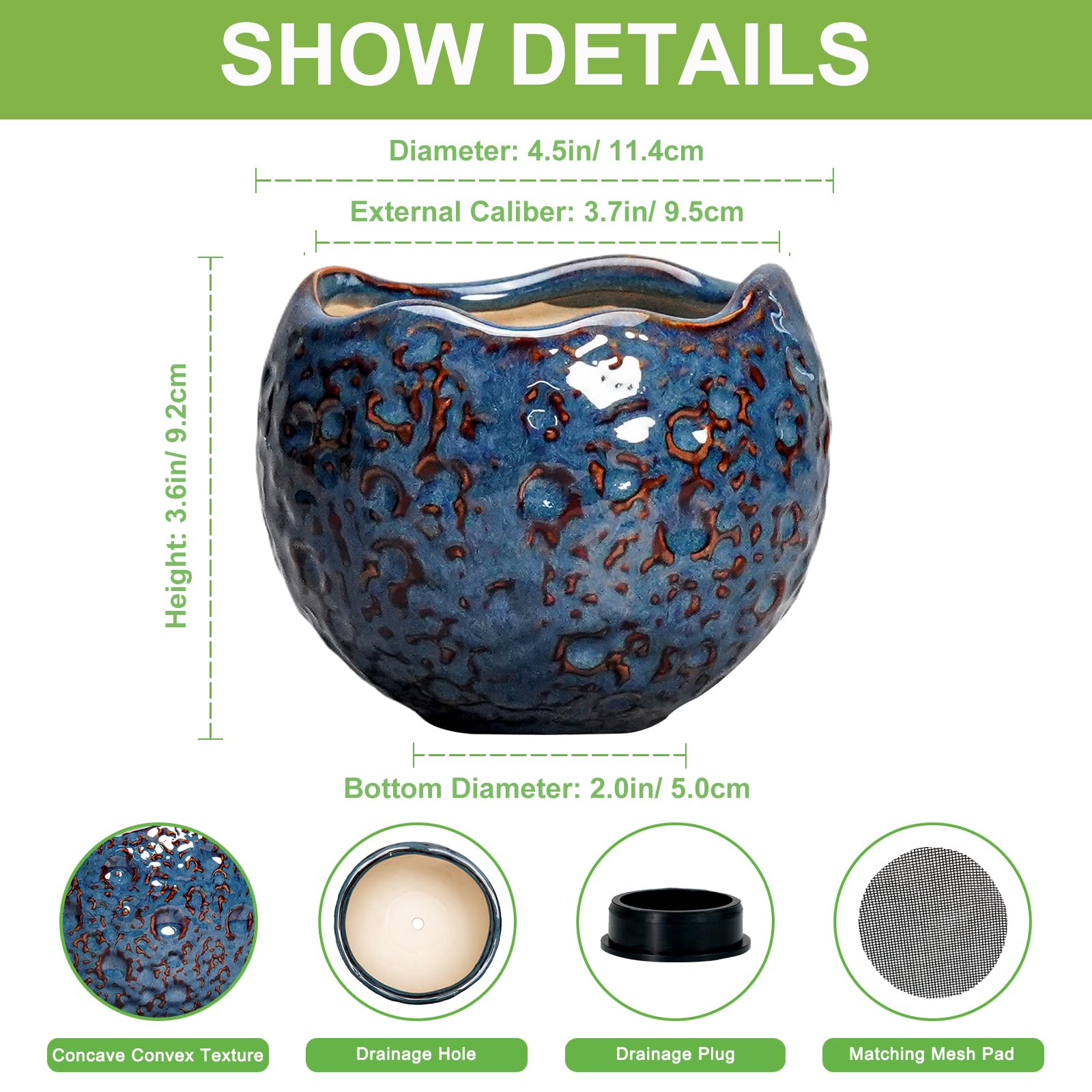 Thirtypot primer plano de textura lunar que añade carácter decorativo
