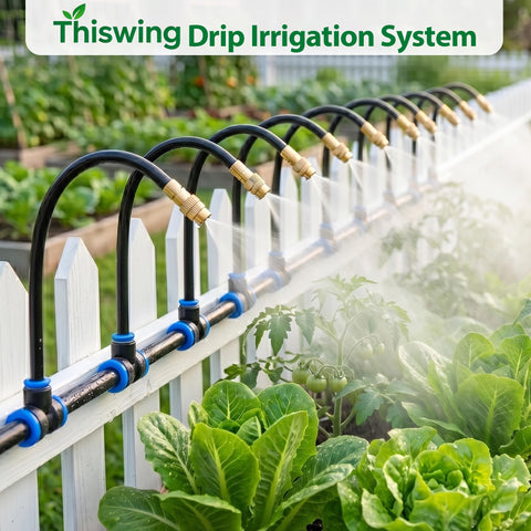 Thiswing instalación en uso regando macetas y protegiendo plantas sensibles