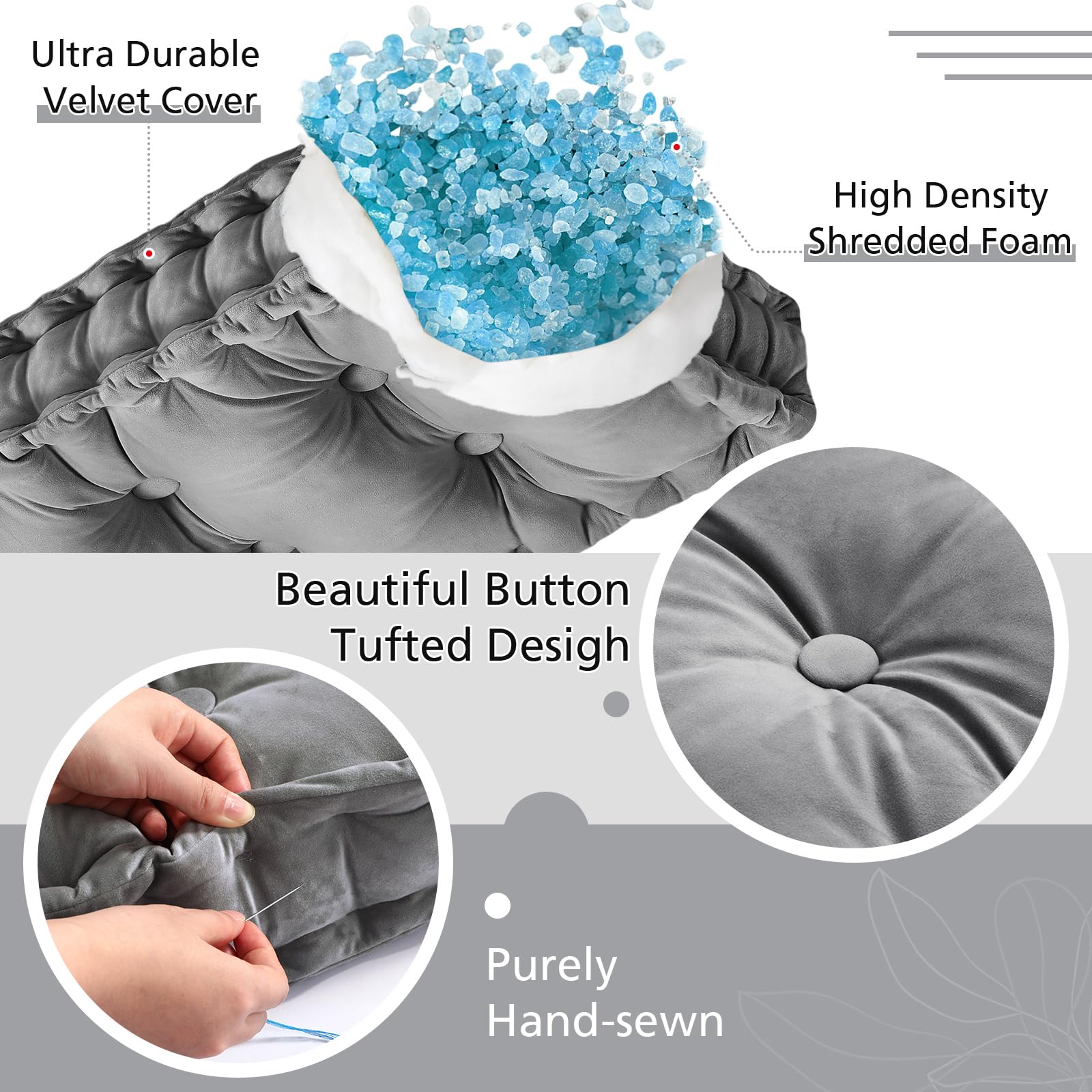 Threehoney detalle de botones capitoné que mantienen el relleno estable