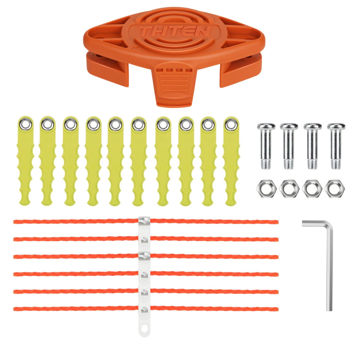 THTEN cabezal frontal compatible Worx mostrando el corte eficiente