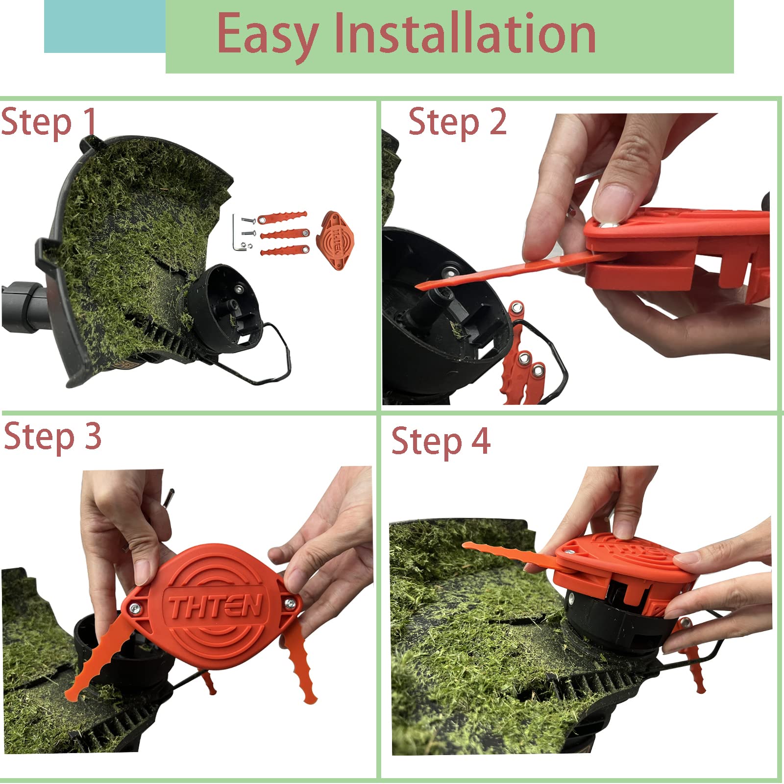 THTEN comparación de tamaño para ver ajuste con cortabordes Black+Decker