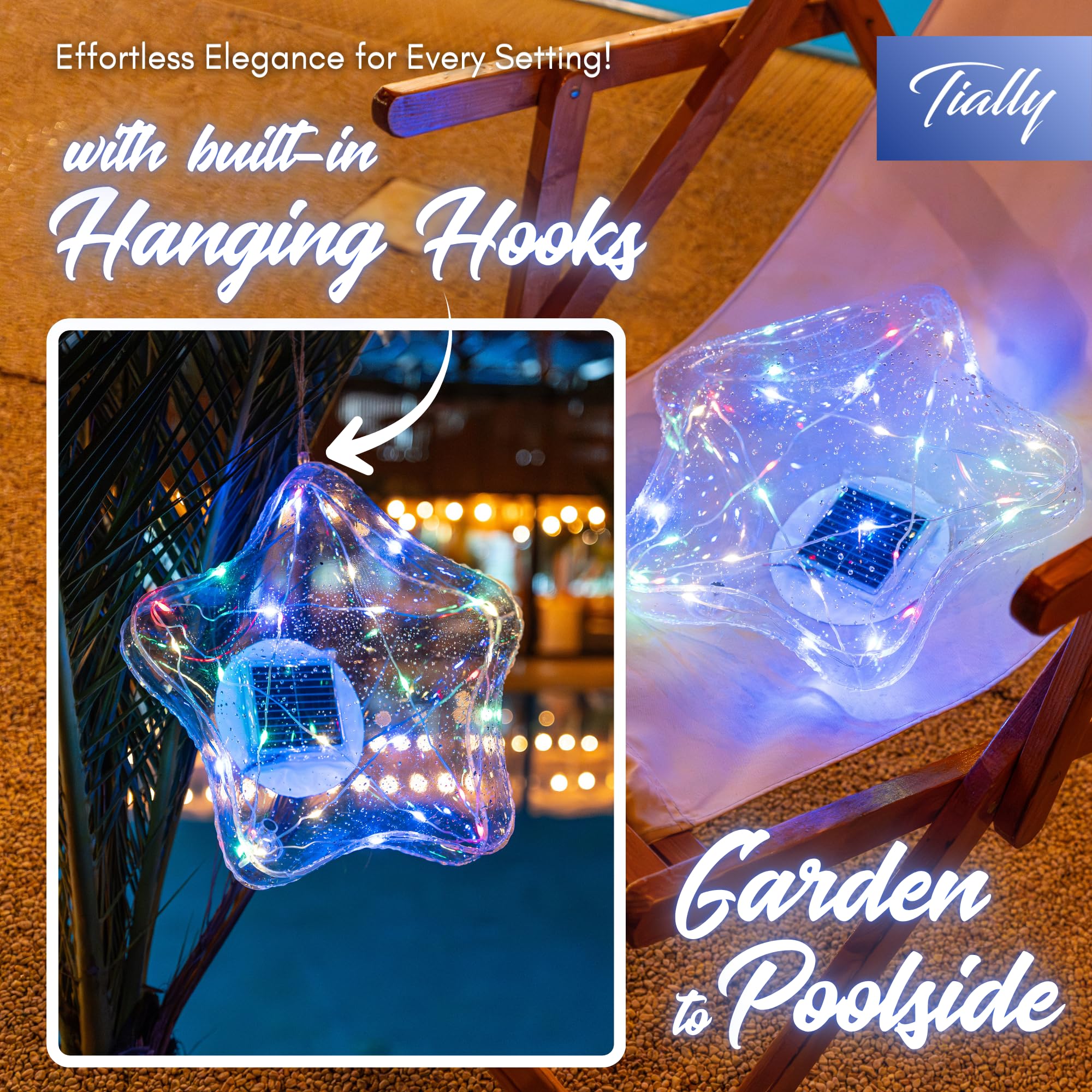 TIALLY estrella colgada en jardín iluminando guirnalda para eventos