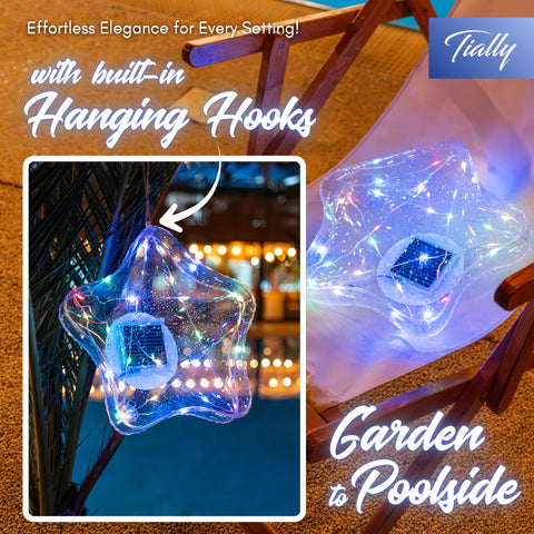 TIALLY estrella colgada en jardín iluminando guirnalda para eventos