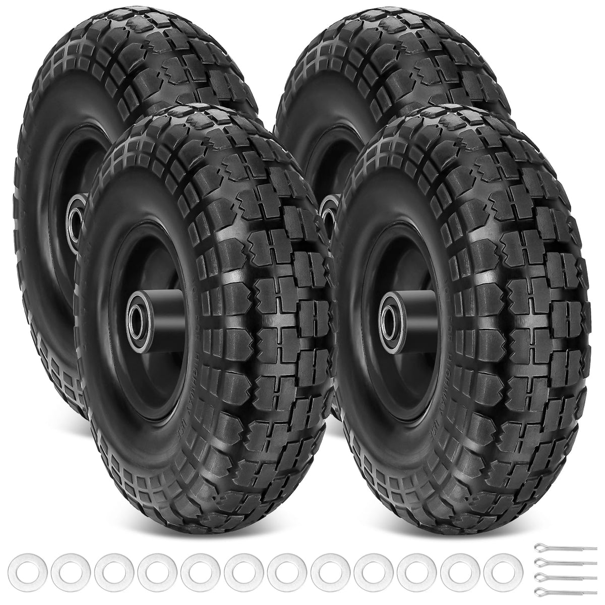 TICONN rueda frontal con empaque mostrando reemplazo durable