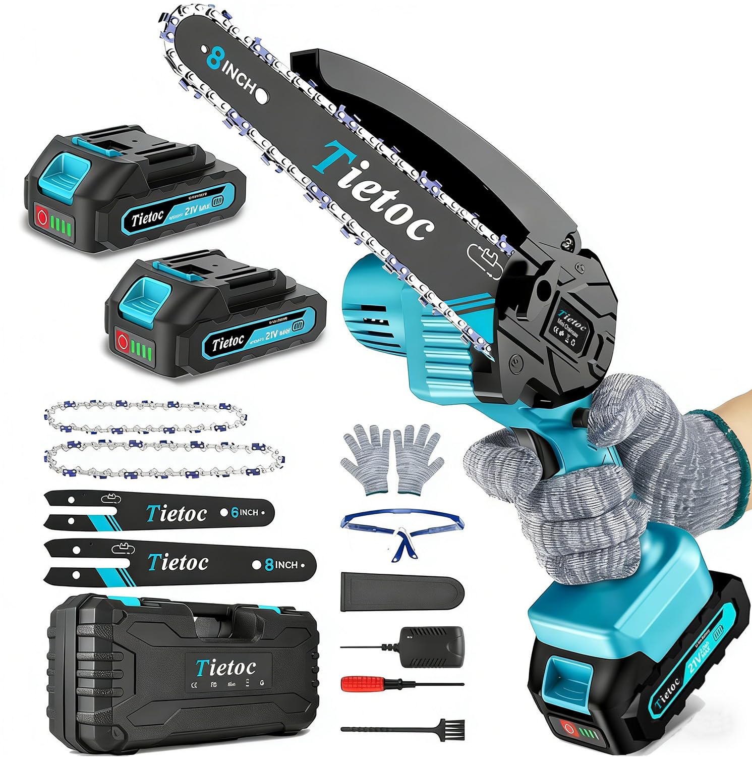tietoc vista frontal del kit con estuche, muestra portabilidad y orden