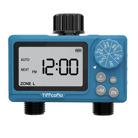 Tiffcofio frontal del temporizador mostrando pantalla y carcasa resistente
