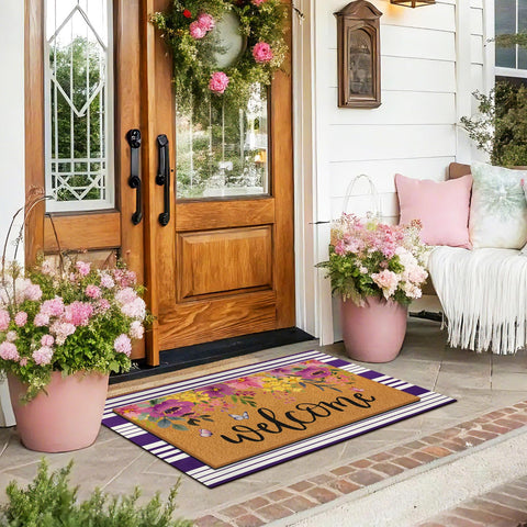 Tinideya felpudos en porche morado, realza decoración exterior y protección