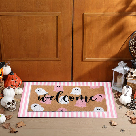 Tinideya primer plano de la impresión 'Welcome' con fantasmas atractivo