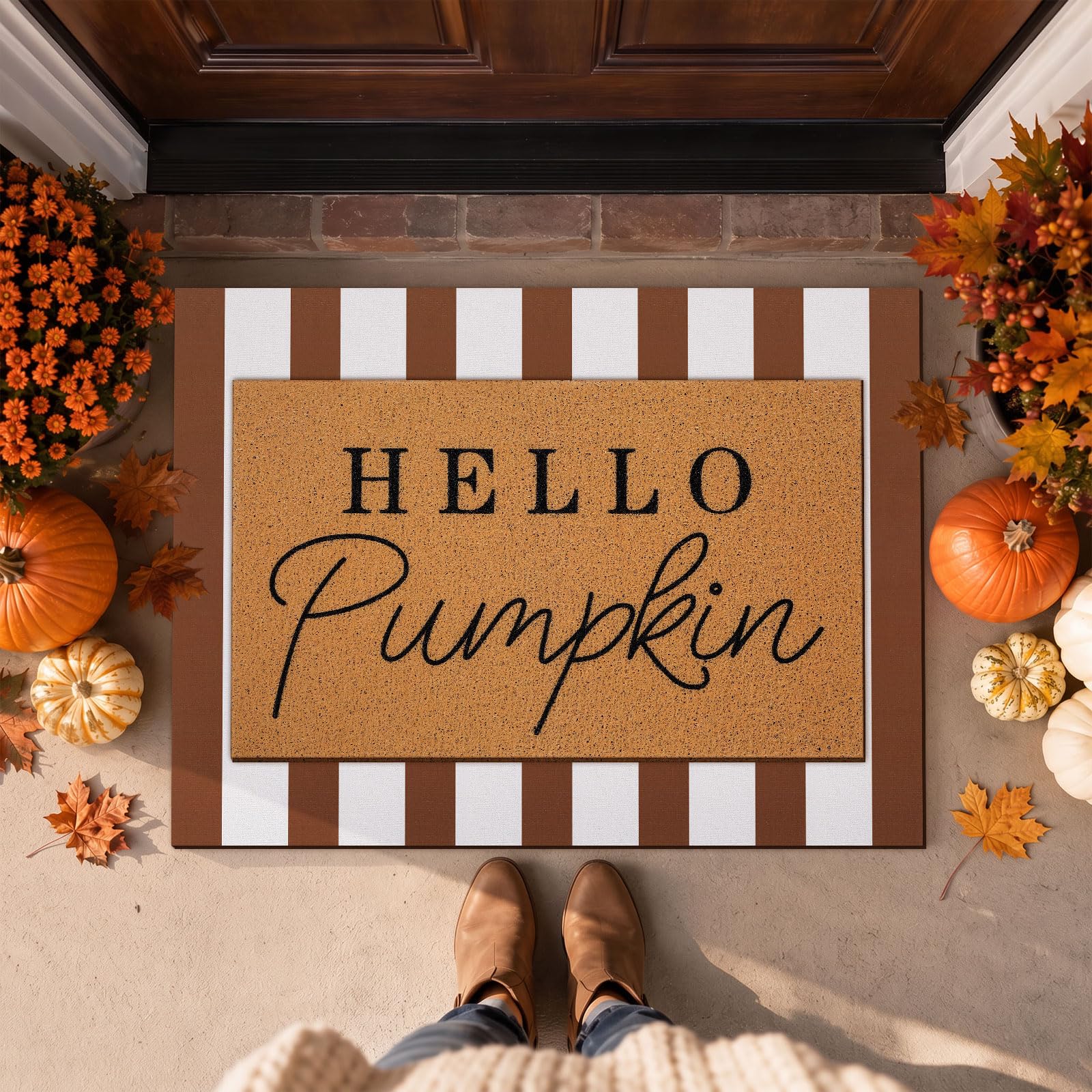 Tinideya alfombras en porche decorado de otoño para ambiente cálido