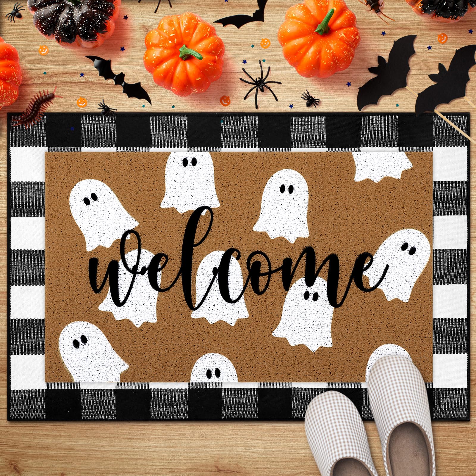 Tinideya felpudo integrado en decoración de Halloween, aporta calidez estacional