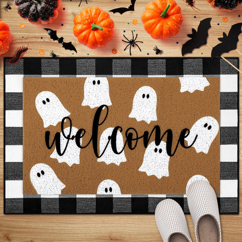 Tinideya felpudo integrado en decoración de Halloween, aporta calidez estacional