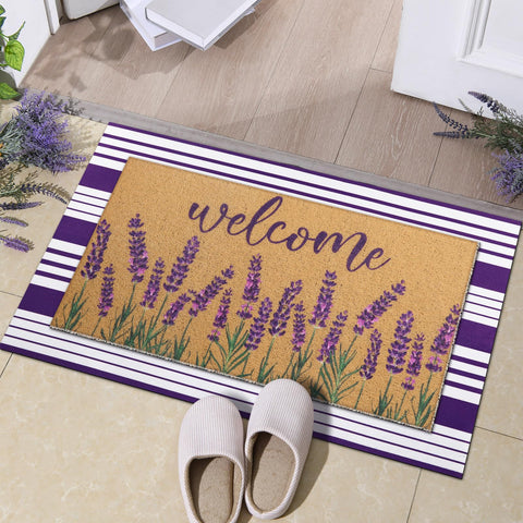 Tinideya detalle de textura y rayas morado blanco resistente al tránsito
