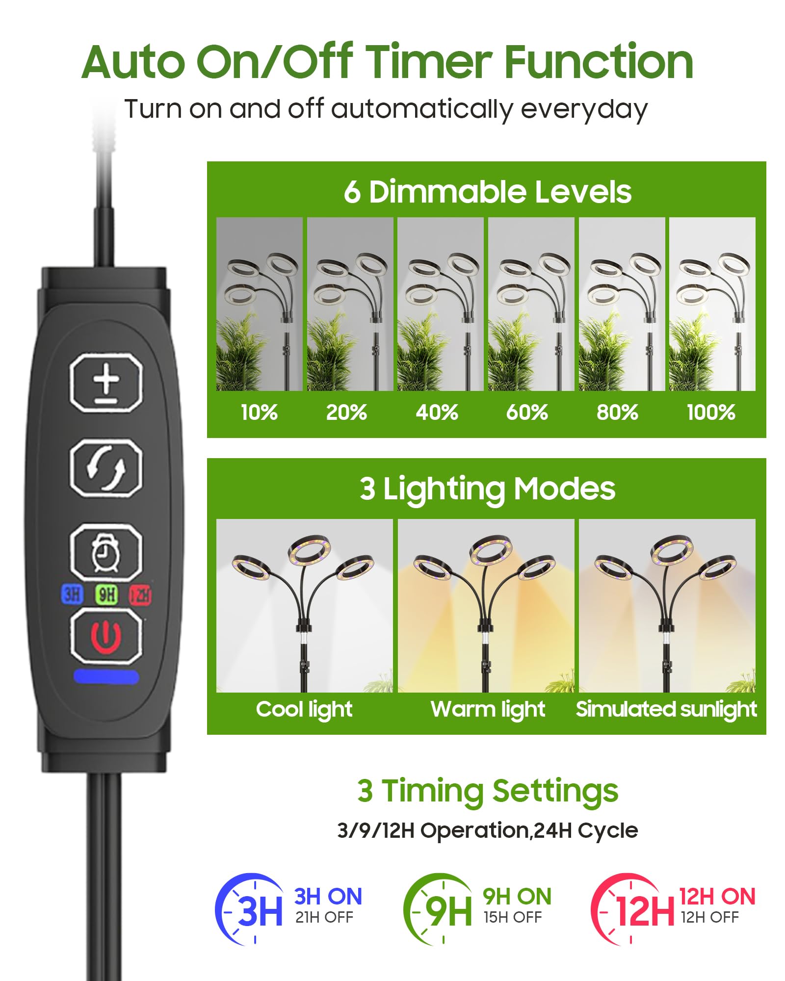 Tmsluody lámpara iluminando varias plantas interiormente para cultivo todo el año