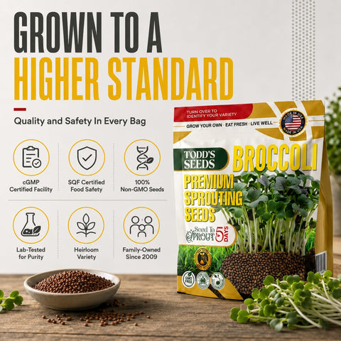 Todd's Seeds etiqueta con certificaciones que garantiza calidad y seguridad