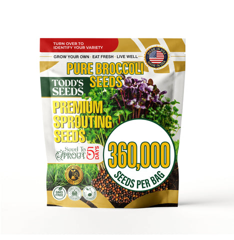 Todd's Seeds paquete frontal 2.5 lb mostrando texto y sello, confianza en rendimiento
