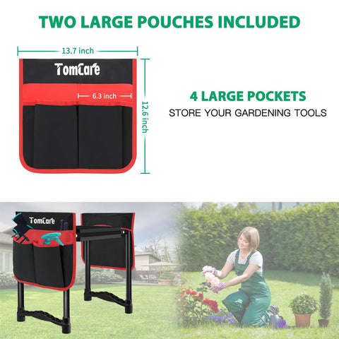 TomCare asiento con bolsillos para herramientas a ambos lados y fácil acceso