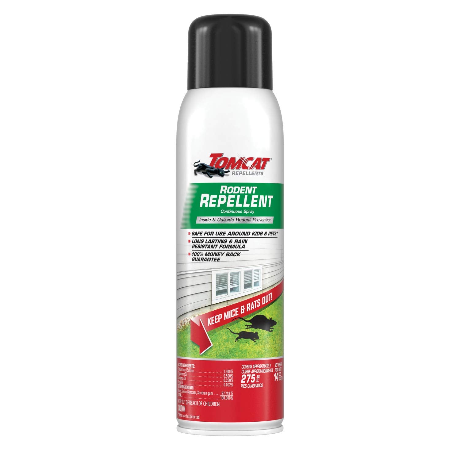 Tomcat envase frontal mostrando aerosol y etiquetado protectivo