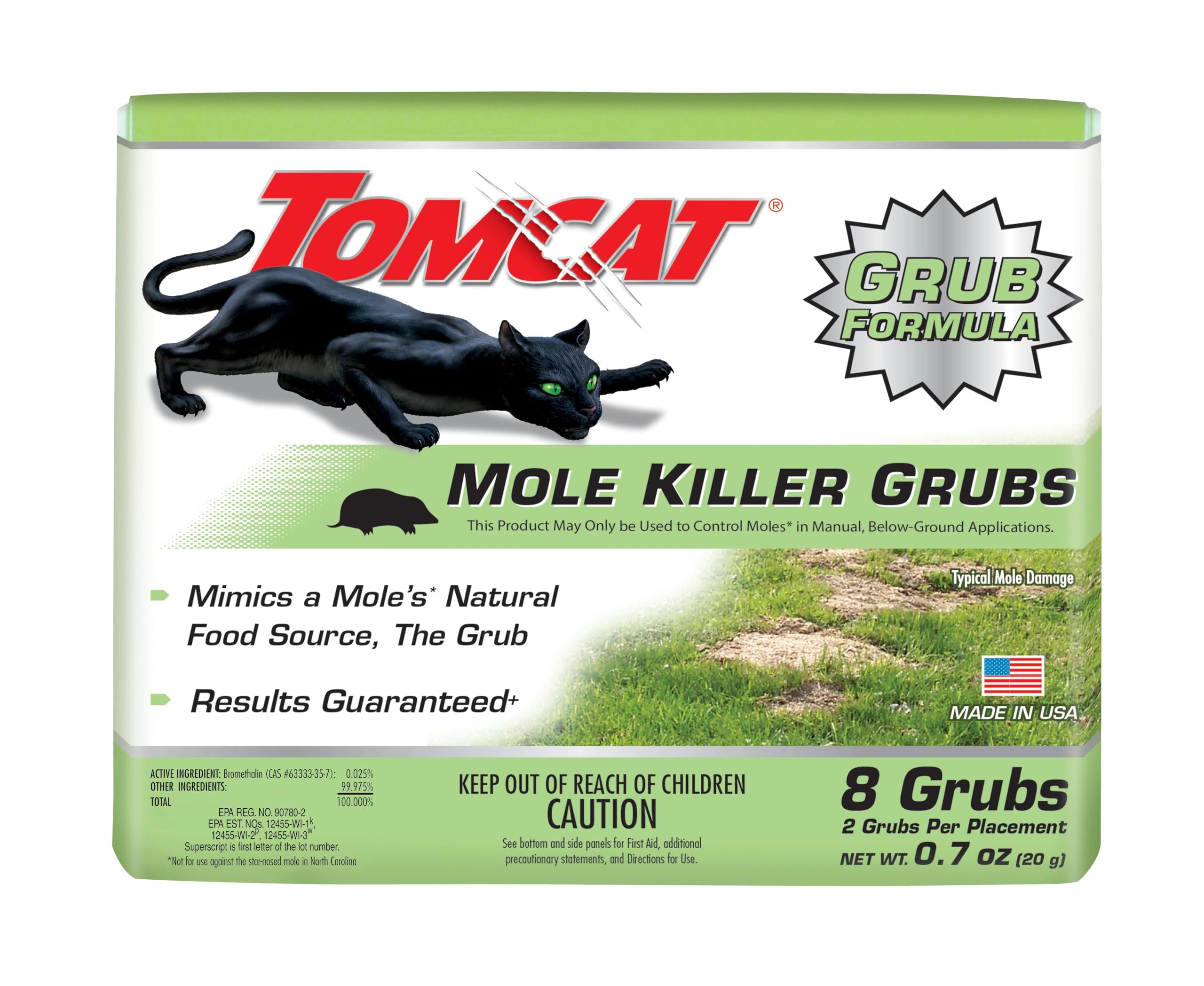 Tomcat paquete frontal mostrando 8 cebos, identificación clara y beneficio práctico