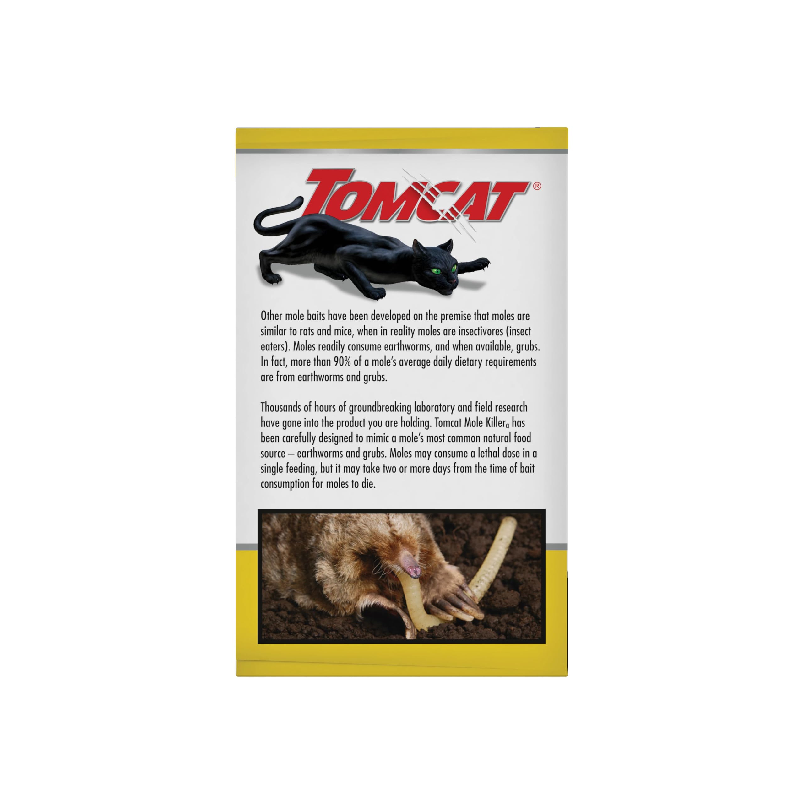 Tomcat etiqueta del producto con instrucciones paso a paso, uso seguro y claro
