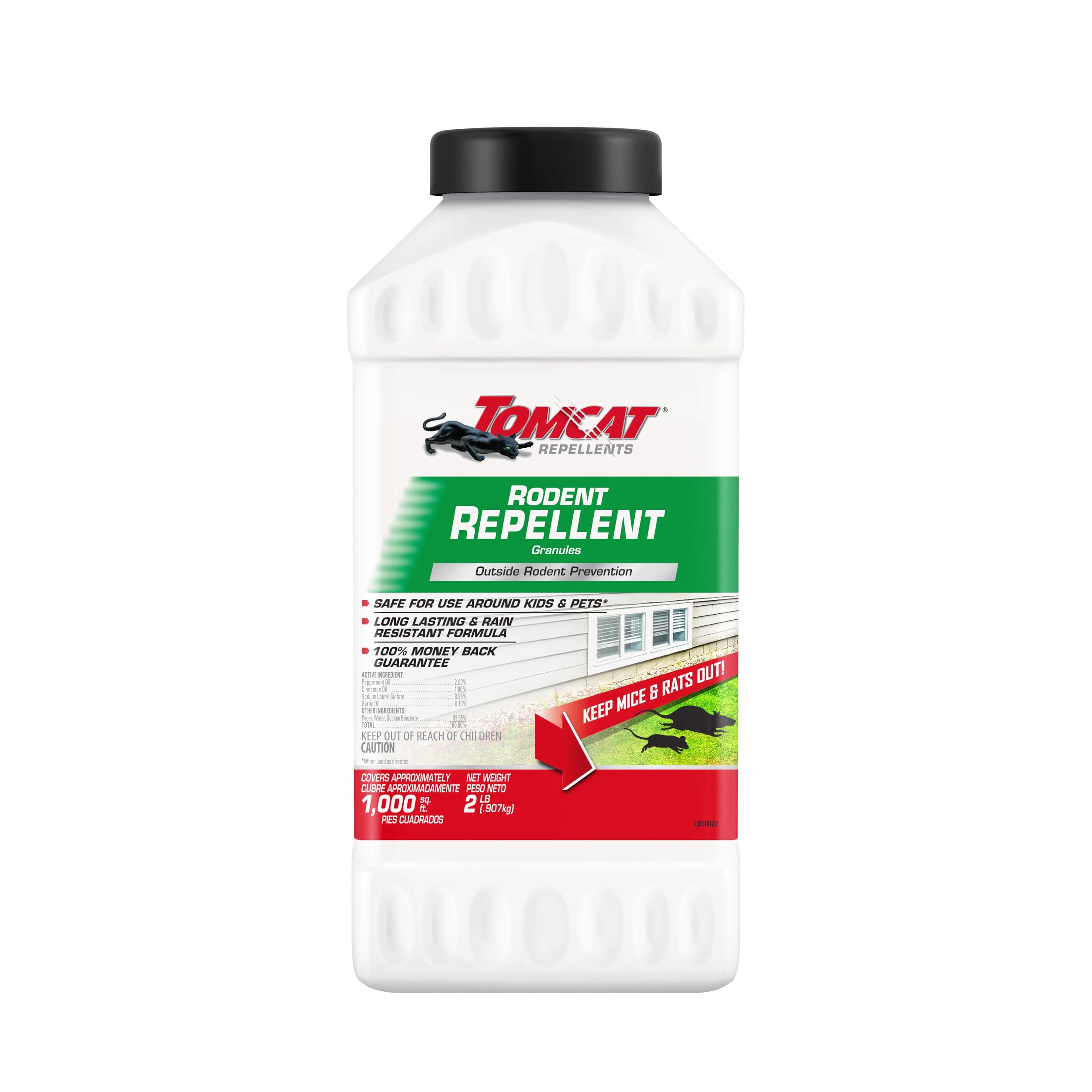 Tomcat envase frontal mostrando granulos y beneficios de control exterior