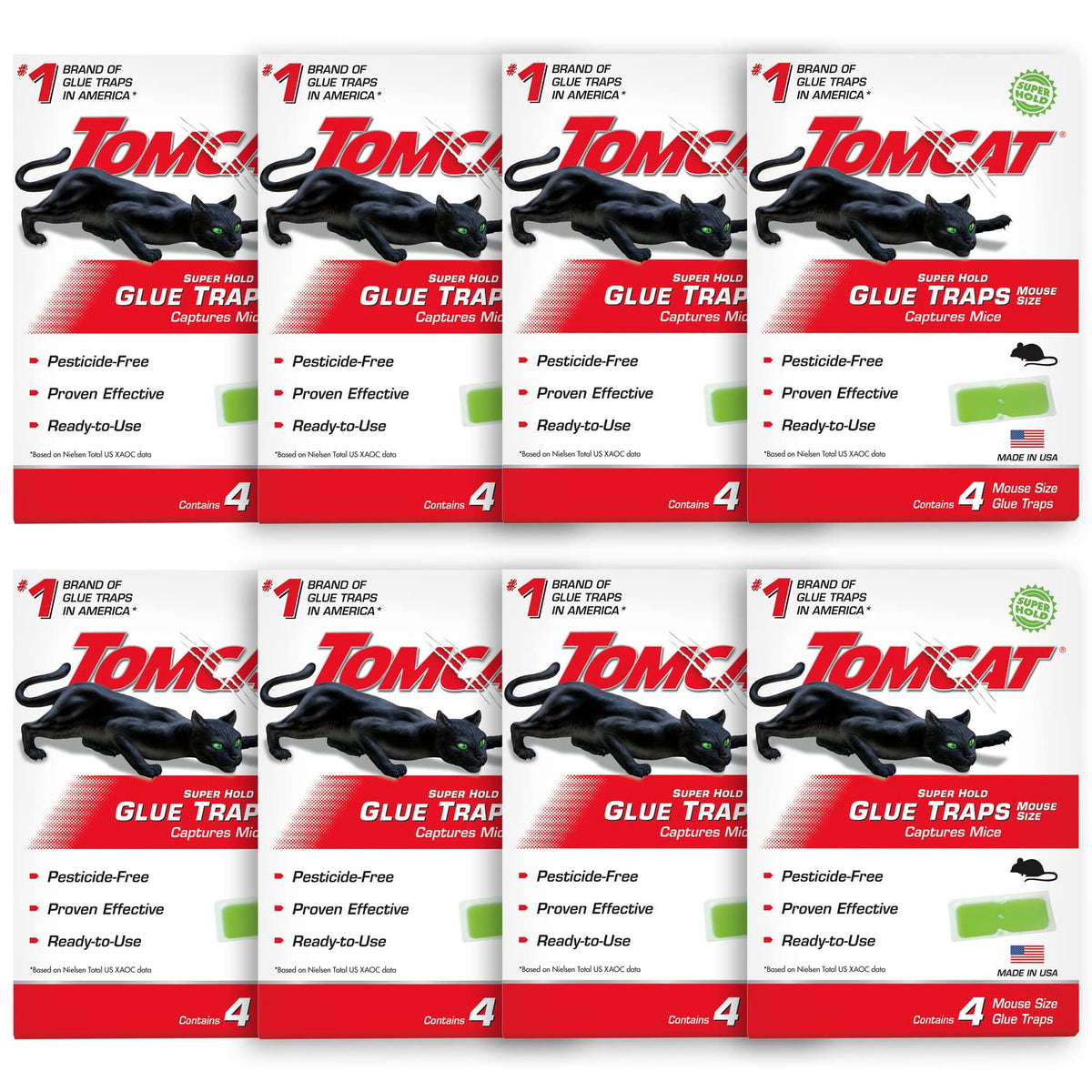 Tomcat trampa adhesiva frontal mostrando diseño y beneficio de fácil colocación